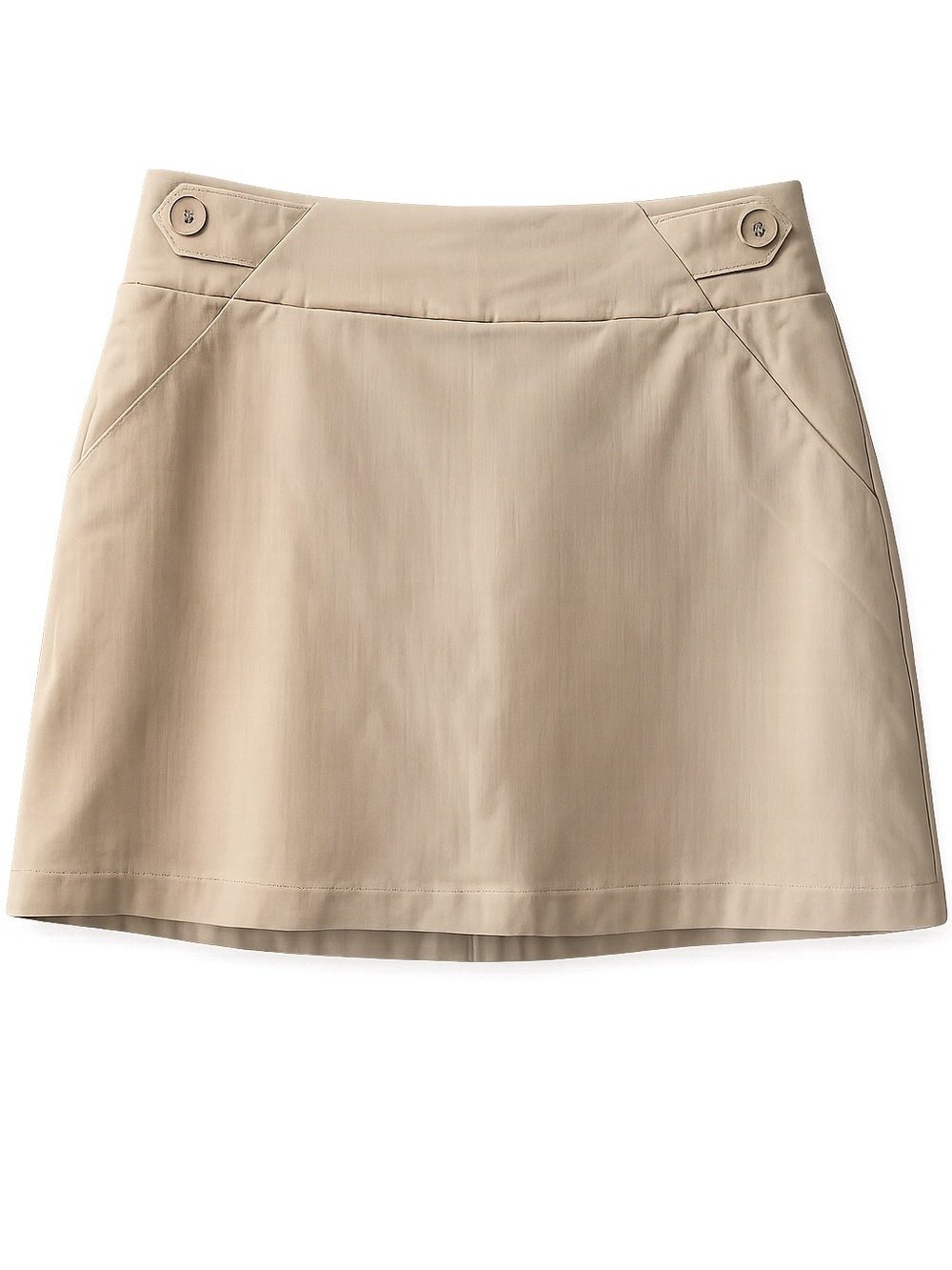 Beige Button-Accent A-Line Skort